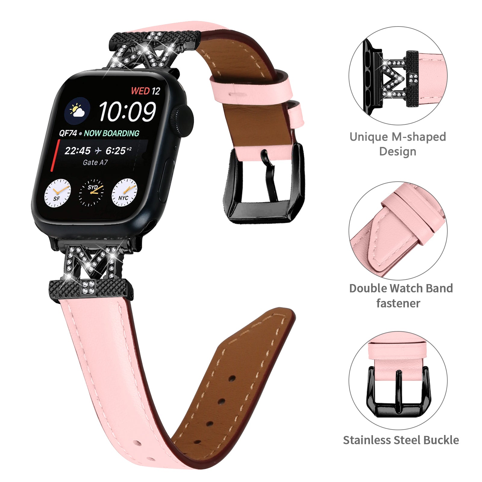 For Apple Watch Series 9 8 7 41mm SE SE (2023) SE (2022) 6 5 4 40mm 3 2 1 38mm Watch Strap with Black Buckle For Apple Watch Series 9 8 7 41mm SE SE (2023) SE (2022) 6 5 4 40mm 3 2 1 38mm Watch Strap with Black Buckle